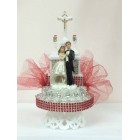 Bride and Groom Church Wedding Cake Topper 